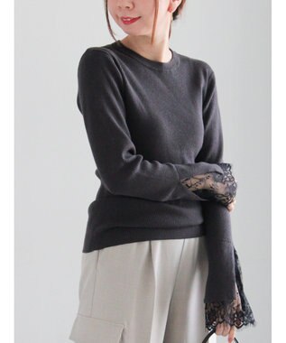 Te chichi レースカフスレイヤードニット