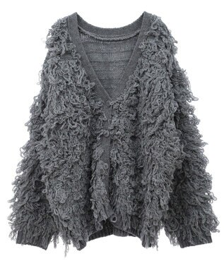 Green Parks フリンジニットカーディガン Gray