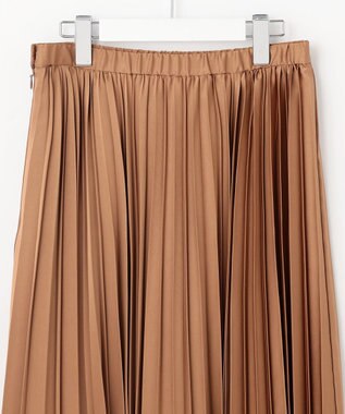 自由区 【洗える】ロイヤルサテン プリーツスカート キャメル系