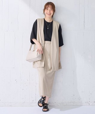 ANY 【洗濯機可】カットジョーゼットジレ サンドベージュ