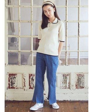 earth music&ecology Ｌｅｅ×ｅ．ｍ．ａ．ｅ．スリットフレアデニムパンツ Light Indigo