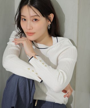 ANY SIS ラインポイント ニット オフ