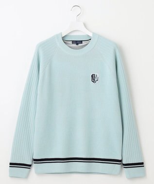 23区GOLF 裏地付きニットで温か【MEN】【蓄熱】ウールブレンド裏付 ニット スカイブルー系