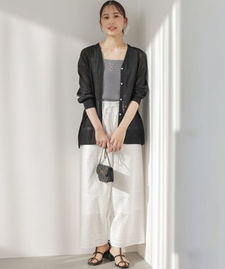 組曲 S 【先行予約】シアーニットVネック カーディガン ブラック系