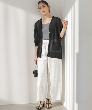 組曲 S 【先行予約】シアーニットVネック カーディガン ブラック系