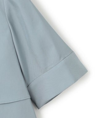 ICB 【WEB限定・洗える】 シルキーツイル クロップドシャツ ブルー系