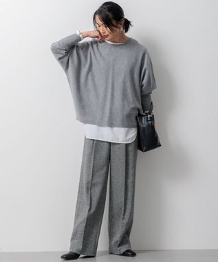 23区 【洗える】ピュアカシミヤ ドルマンスリーブ ニット グレー系