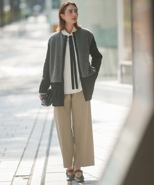 ICB マラボーテＷジョーゼット ボウタイ付きシャツカラートップス オフホワイト系