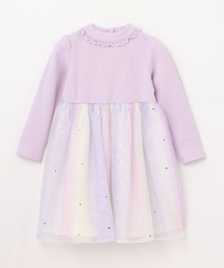 ANY KIDS ドッキング チュール ワンピース ラベンダー×レインボー