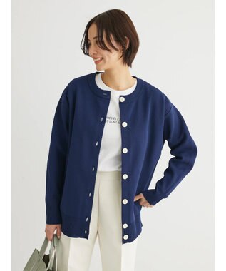 Green Parks かるい クルーネックカーディガン Navy