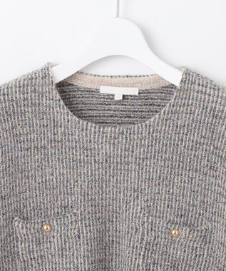 自由区 L ツイーディー ニット ブルーグレー系