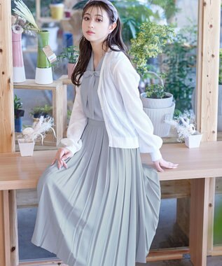 Tiaclasse 【洗える】シアーパフスリーブカーディガン オフホワイト