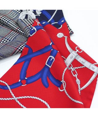 Marca ＜秋の新色！＞【Marcaオリジナル】ベルト＆グレンチェック剣先  シルクツイル 剣先スカーフ ネイビー×レッド