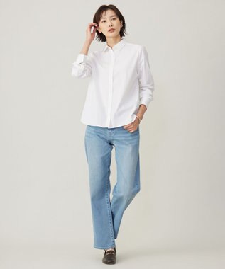 J.PRESS LADIES L 【洗える】BEZコットンナイロン ストライプ シャツカラー ブラウス ホワイトドビー系1