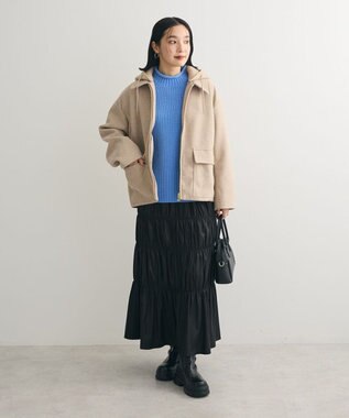 Green Parks ２ＷＡＹニットフードウールライクジャケット Beige Mixture