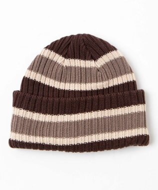 WEGO リブショートビーニー ブラウンボーダー