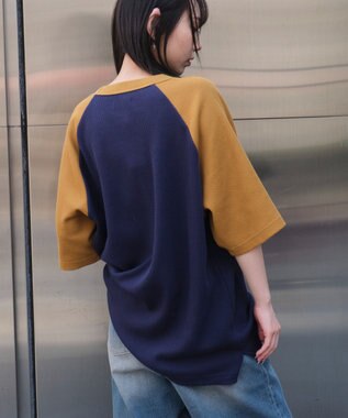 WEGO 【ユニセックス着用ITEM/MLサイズ展開】ワッフルラグランT（SS） ネイビー