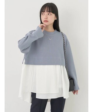 earth music&ecology プリーツヘムドッキングチュニック Blue Gray