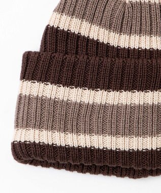 WEGO リブショートビーニー ブラウンボーダー