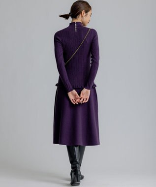 組曲 リブハイネック  ニット パープル系