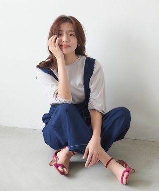 Feroux 【UVケア】バックリボンボリュームスリーブ Tシャツ グレージュ系