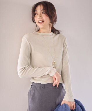 ANY 【洗濯機可】ラメハイネックＴシャツ オフ