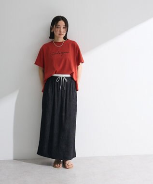 Green Parks フロッキー筆記体ロゴボックスＴシャツ Orange