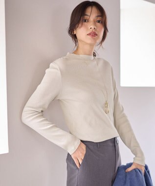 ANY 【洗濯機可】ラメハイネックＴシャツ オフ