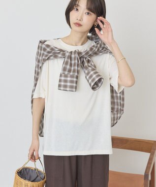 AMERICAN HOLIC 【先行予約】【マルチ機能】配色ステッチルーズTシャツ Ivory