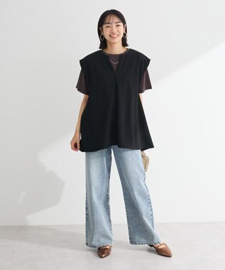 Green Parks フロッキー筆記体ロゴボックスＴシャツ Dark Gray