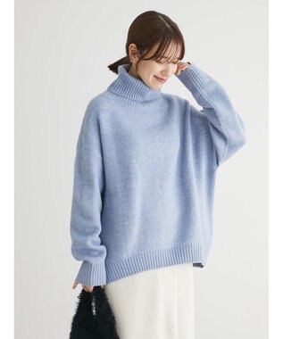 Green Parks ｆｕｗａっとメランジタートルニットプルオーバー Sax