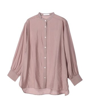 Green Parks バンドカラーシアーシャツ Brown