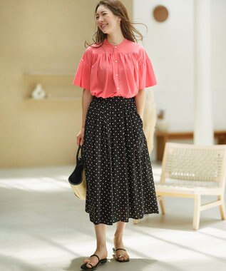 組曲 L 【速乾】ドライタッチ フレア袖トップス フラミンゴ系