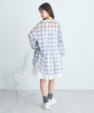 earth music&ecology シアーチェックシャツ Off White