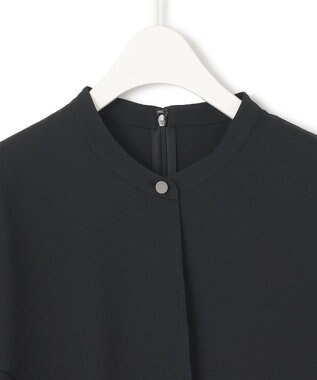 ICB 【洗える】ストレッチジョーゼット ラッフルデザインブラウス ブラック系