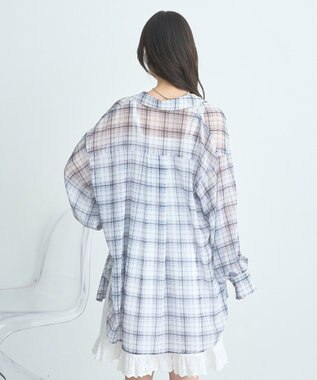 earth music&ecology シアーチェックシャツ Off White