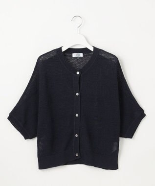 J.PRESS LADIES L 【洗える】PATTERN MESH ドルマンスリーブ カーディガン ネイビー系