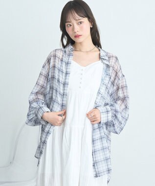 earth music&ecology シアーチェックシャツ Off White