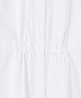 J.PRESS LADIES 【洗える】APESCO ストライプ バンドカラー ブラウス ライトグレー系1
