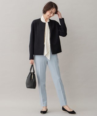 自由区 【XSサイズ～/洗える】TRギャバ テーパードパンツ スカイブルー系