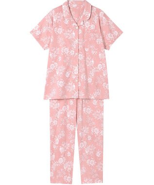 Wing パジャマ 5分袖 半袖 長ズボン 綿100%(本体) 楊柳素材 3Lまで対応 大きいサイズ 夏 レディース EP8076 ウイング／ワコール レッド