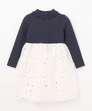ANY KIDS ドッキング チュール ワンピース ネイビー×ホワイト