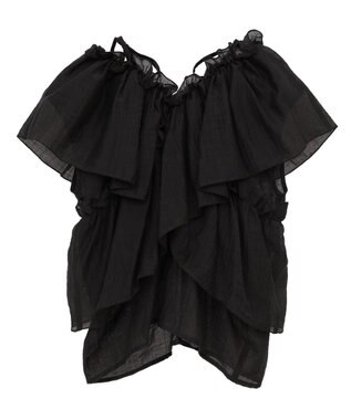 Green Parks マルチＷＡＹオフショルフリルブラウス Black