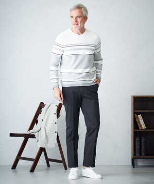 JOSEPH ABBOUD 【キングサイズ・カラー豊富】人気！ウエストも伸びる！ オーガニックストレッチパンツ グレー系