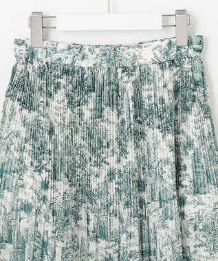 自由区 【カタログ掲載・洗える】ランドスケーププリント スカート ボトルグリーン