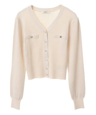 earth music&ecology マイクロボーダーＶネックコンパクトカーディガン Ivory