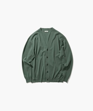 ATON COTTON WASHI KNIT | オーバーサイズニットカーディガン - UNISEX GREEN