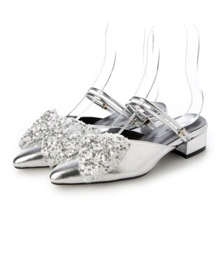 MODE ET JACOMO <noyau>2WAYリボンストラップミュールパンプス シルバーコンビ