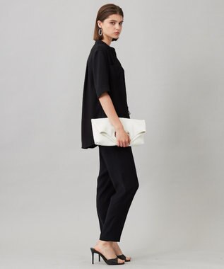 ICB 【UVカット・防シワ・洗える】ライトダブルクロス バンドカラーブラウス ブラック系