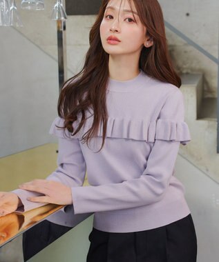 Tiaclasse モックネックフリルニットトップス